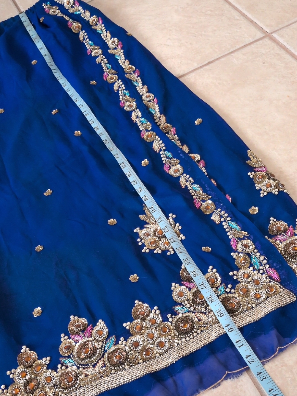 Handmade 2 Piece Blue Embellished Indian Dress Lehenga Size Small - Picture 2 of 12